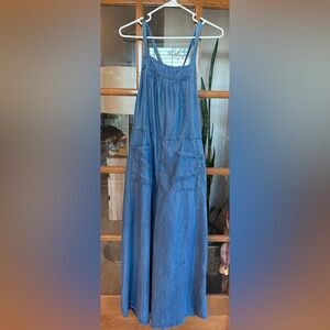 NATURAL LIFE Indigo Denim Wide-Leg Romper Jumpsuit
